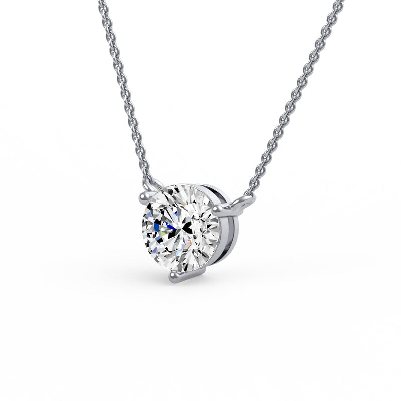Three Prong Round Diamond Pendant
