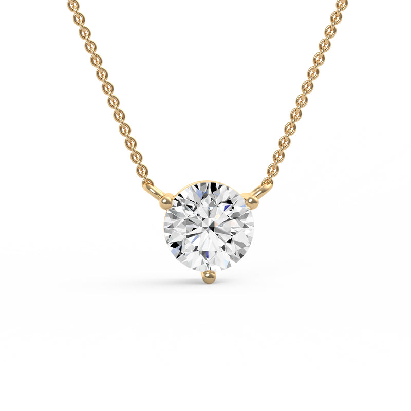 Three Prong Round Diamond Pendant