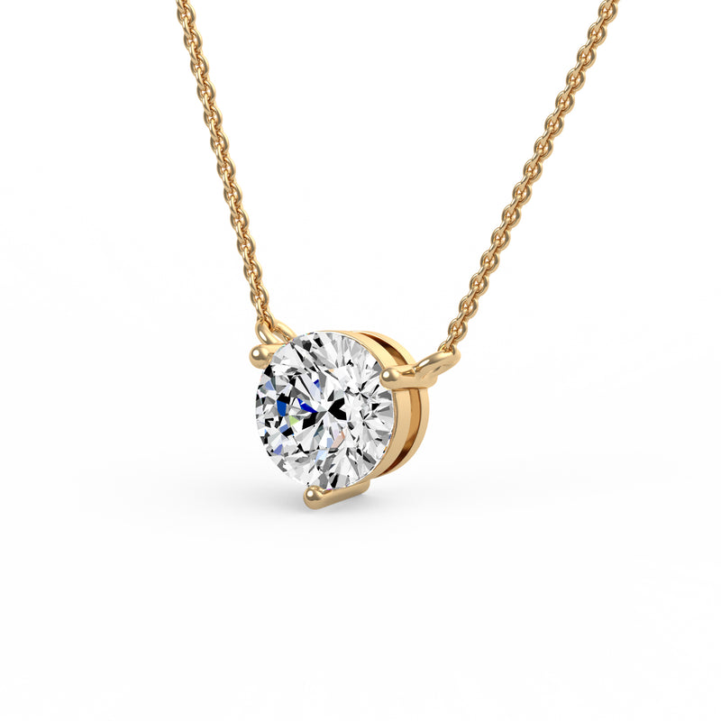 Three Prong Round Diamond Pendant