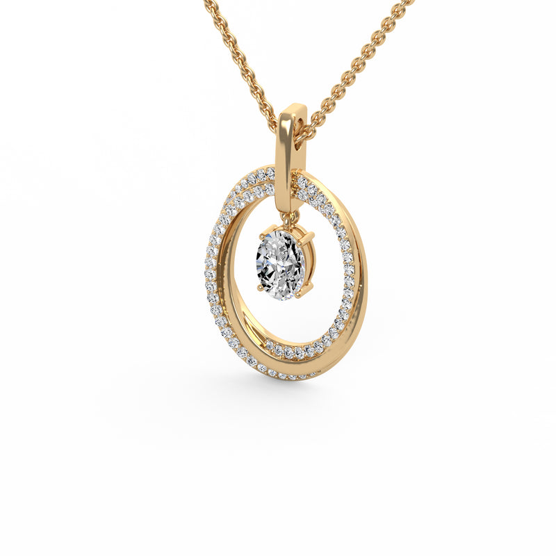 Oval Diamond Side Stone Pendant